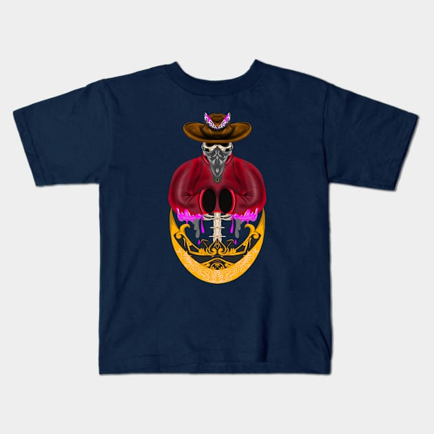 Cowboy Skull Kids T-Shirt by Adarma